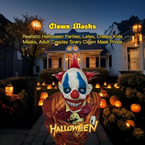 Scary Clown Mask for Halloween Costume Parties, Haunted Houses & Spooky Cosplay Events (White)-4