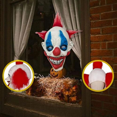 Scary Clown Mask for Halloween Costume Parties, Haunted Houses & Spooky Cosplay Events (White)-1