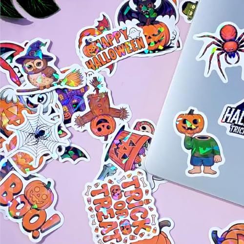 Halloween Themed Stickers for Party Decor, Laptop, Water Bottles, and Kids' Craft Activities (orange)-3